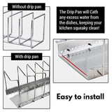 Save kitchen pot lid organizer anti rust stainless steel pan rack holder with 7 adjustable compartments for dinnerware bakeware cookware