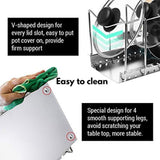 Save on kitchen pot lid organizer anti rust stainless steel pan rack holder with 7 adjustable compartments for dinnerware bakeware cookware