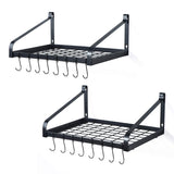 Save on love kankei pot rack wall mounted 16 5 x 12 pan pot organizer with 16 hooks for cookware utensils organization set of 2