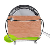 On amazon kitchen pot lid organizer 3 slots compartment pan cover storage rack for dinnerware bakeware cookware chopping board compact design stainless steel anti rust tray holder