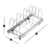 Shop for smart design expandable roll out lid bakeware organizer w adjustable dividers hardware long steel metal holds 100 lbs cabinets cookware items kitchen 21 40 x 8 5 inch chrome