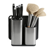 The best elfrhino utensils organizer stainless steel kitchen utensils holder container utensils cock flatware caddy cookware cutlery knives block cutting board multipurpose kitchen storage crock set of 3