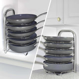 Purchase betterthingshome 5 tier height adjustable pan and pot organizer rack adjust in increments of 1 25 10 11 12 inch cookware lid holder stainless steel 16 5 tall