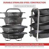 Discover the best heavy duty cast iron pan and pot organizer rack 5 height adjustable shelves kitchen skillets cookware holder stainless steel 15 tall