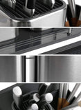 Budget friendly elfrhino utensils holder stainless steel kitchen tools knives holder knives block utensils container utensils crock flatware caddy cookware cutlery utensils holder multipurpose kitchen storage crock