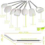 Budget friendly elfrhino utensils holder with cooking utensils set knives block utensils container flatware caddy cookware cutlery multipurpose kitchen storage crock slotted spoon spatula spaghetti server set of 10