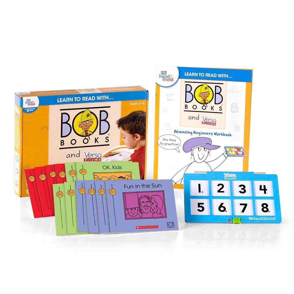 hand2mind Learn to Read with BOB Books and VersaTiles Advancing Beginner Set, Early Reader Books for Kids Ages 4-6, 12 BOB Books, Workbook and Answer Case, Homeschool Kindergarten Supplies $21