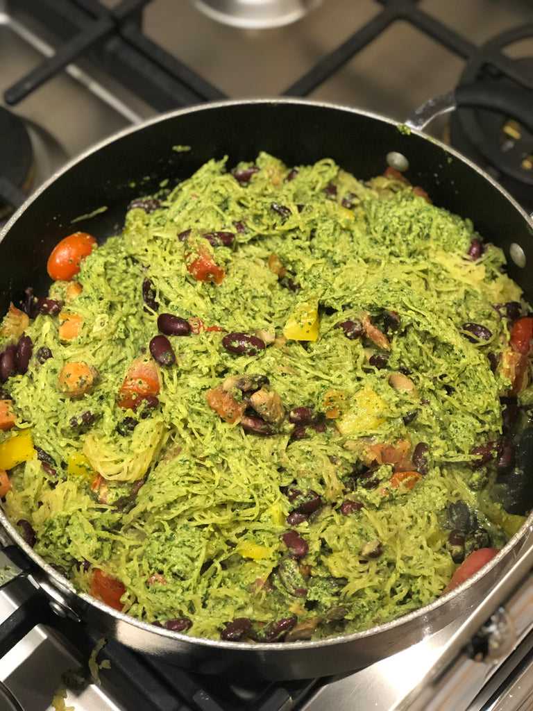 Spaghetti Squash with Parsley Walnut Pesto