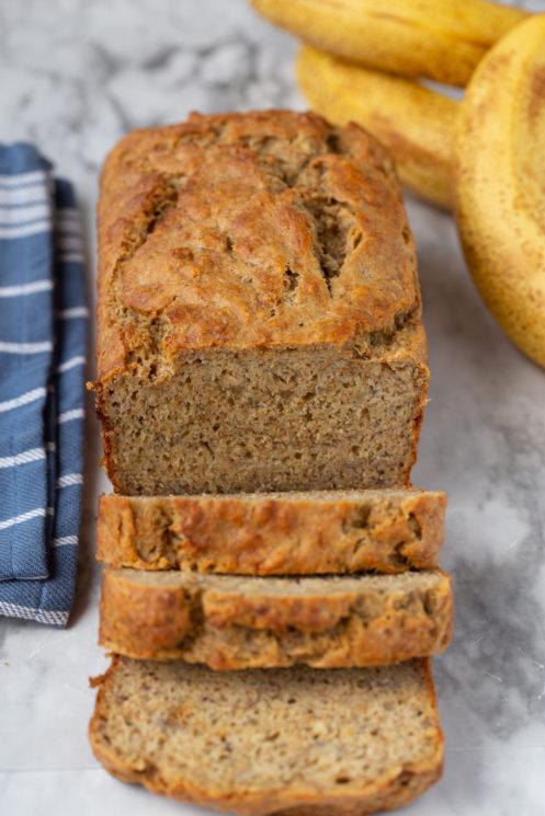 Bake a loaf of banana bread that’s so sweet, light, cakey, and comforting, no one will know it’s a healthy makeover of this classic treat