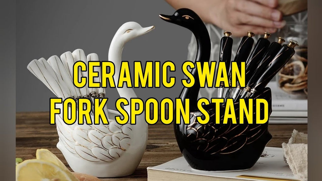 Ceramic Swan Fork Spoon Stand Holder Fruit Forks Kitchen Set by Naviyadhan Creations (5 months ago)