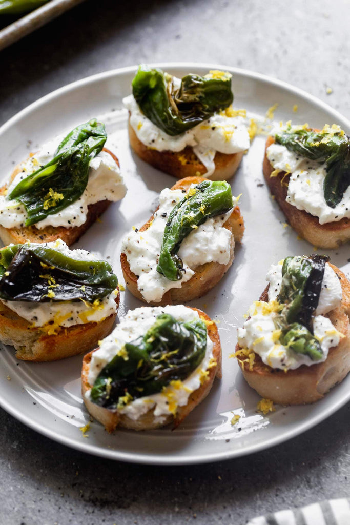 These 5-Ingredient Shishito Pepper and Burrata Crostini will be the hit of your next part, and they’re so easy to throw together