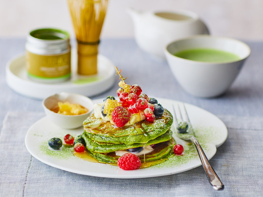 Easy to make and wonderfully versatile, this vibrant stack of fluffy matcha pancakes makes a delicious weekend breakfast or brunch option