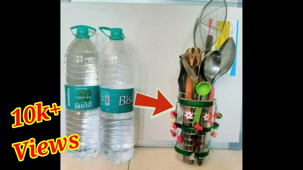 DIY plastic bottle kitchen spoon holder