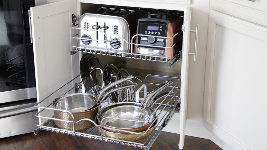 How to organize your pots and pans for some kitchen organization ideas! This organizational system is an easy DIY install and the perfect storage organizer to ...