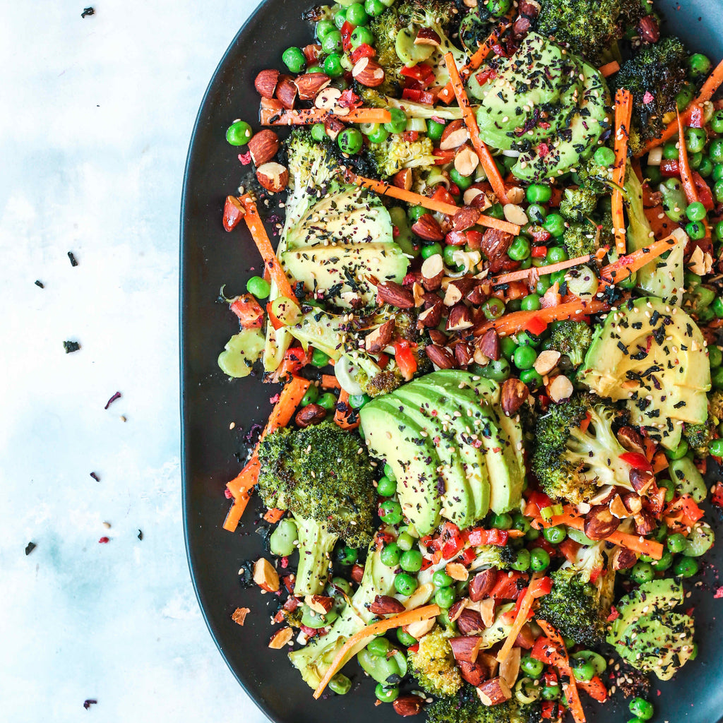 Baked broccoli, miso and pickled vegetables