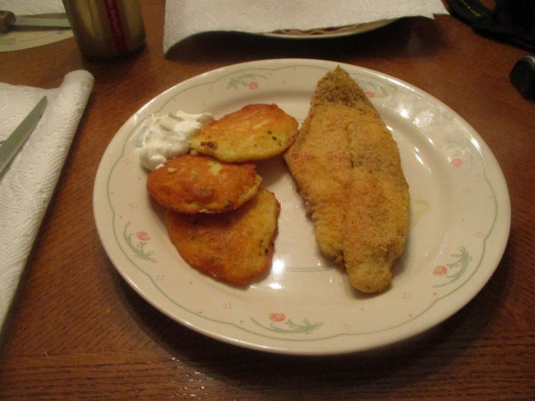 Fried Catfish w/ Potato Pancakes and Cornbread