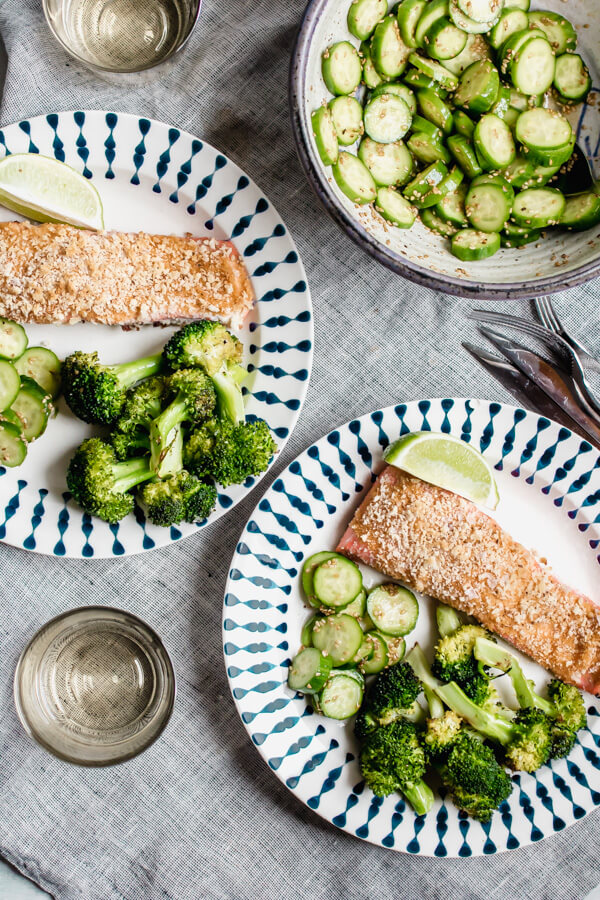 Sheet Pan Spicy Crunchy Salmon with Broccoli