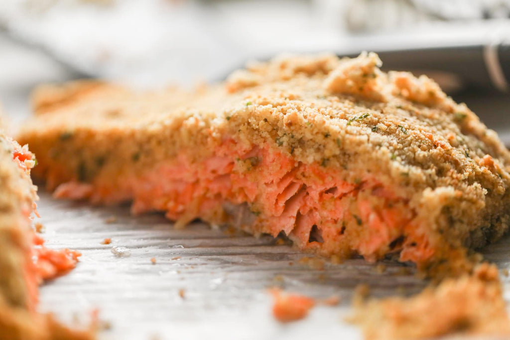 Baked Salmon with Garlic Butter Bread Crumbs