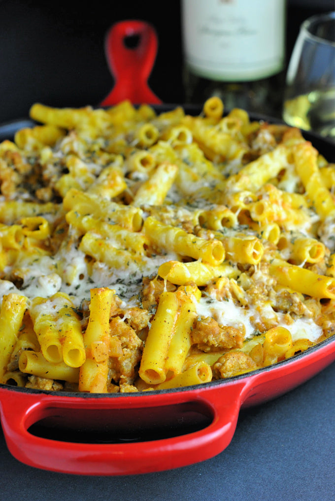 Pumpkin Baked Ziti with Sage Sausage + Weekly Menu