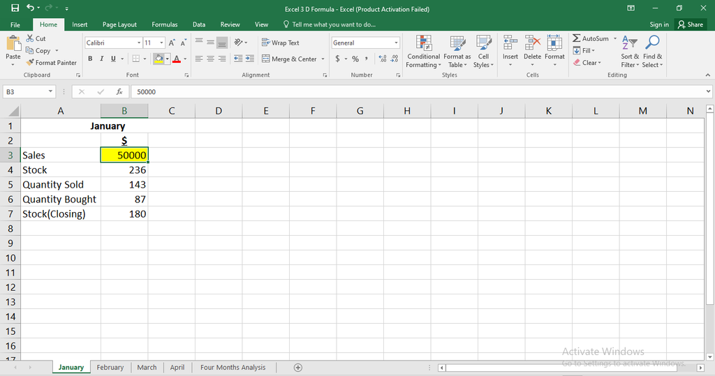 How to Consolidate Data From Multiple Sheets Using 3D References in Excel