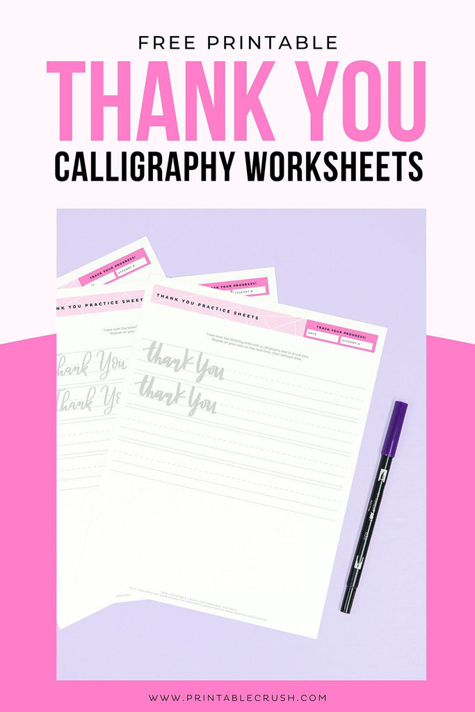 Thank You Calligraphy Worksheets – Free Printable