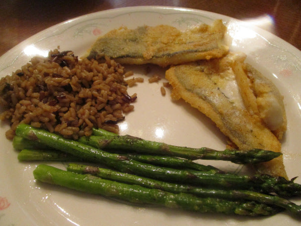 Seasoned Haddock w/ Roasted Asparagus and Brown and Wild Rice