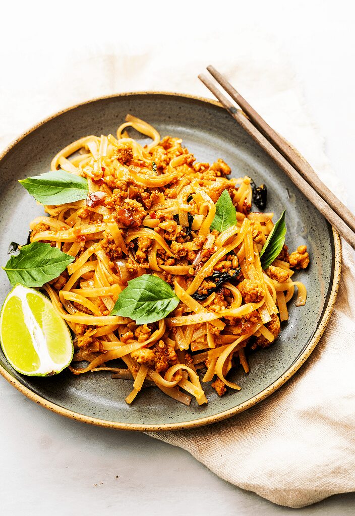 Thai Basil Chicken Noodle Bowl