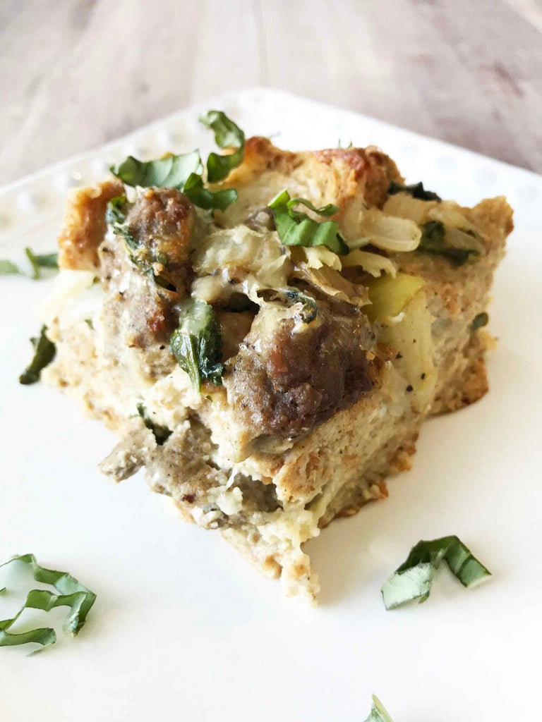 Sausage, Apple & Baby Kale Whole Wheat Strata