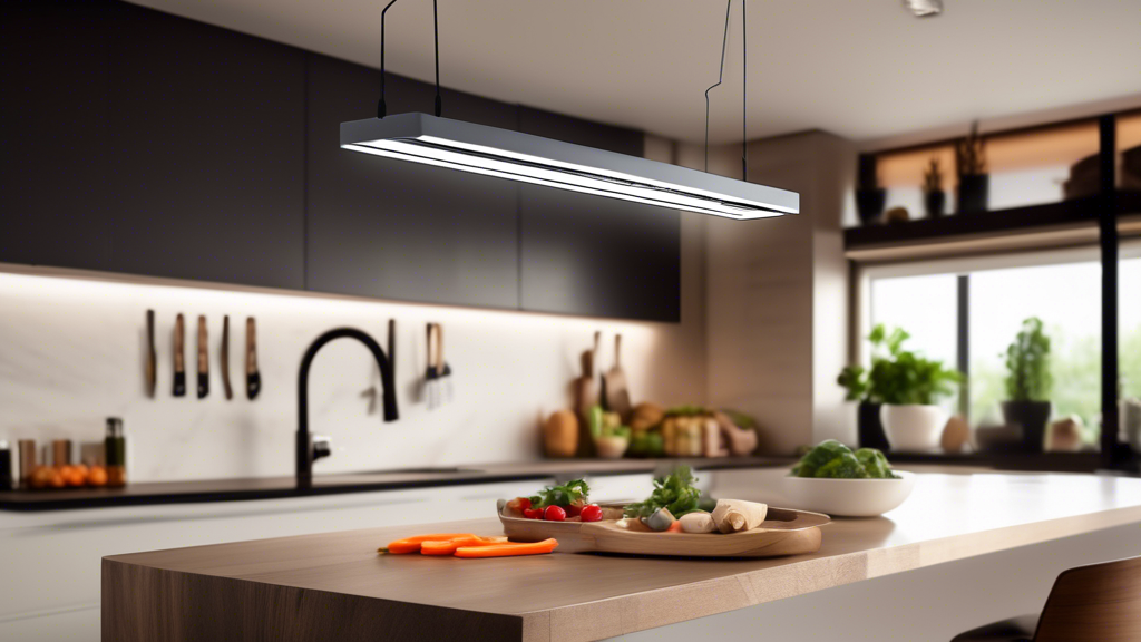 Illuminate Your Kitchen: Hanging Rack with Built-In Lights