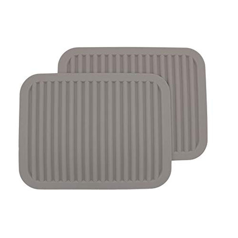 Silicone Trivets, Set of 2?Silicone Pot Holder/Trivet Mat/Silicone Drying Mat - Waterproof, Heat Insulation, Non-Slip, Spoon Rest, Tableware Pad, Jar Opener & Coasters (9x12INCH, Light Gray)
