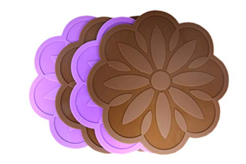 Taoya Silicone Pot Holder and trivets mat (Set of 4) Multi-Purpose hot Pads Heat Resistant Insulated Non-Slip Decorative for Table Kitchen 4.7 inch Brown&Purple