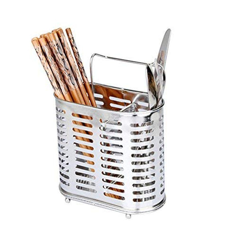 Topbeu Utensil Drying Basket Kitchen Storage Holder, Stainless Steel, 2 Compartments