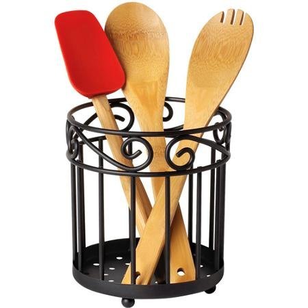 Durable And Attractive Scroll Grande Utensil Holder, Black by Spectrum