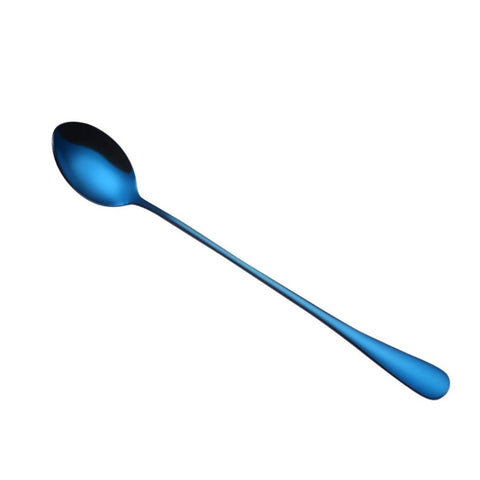 NewKelly Colorful Long Handle Spoon Flatware Coffee Drinking Tools Kitchen Gadget (Blue)