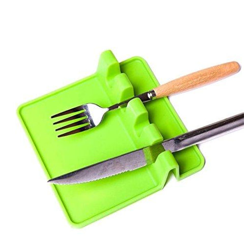 1 Pcs Silicone Kitchen Spoon Rack Holder Longay Silicone Anti-Adherent Heat Kitchen Utensils Mat (Green)