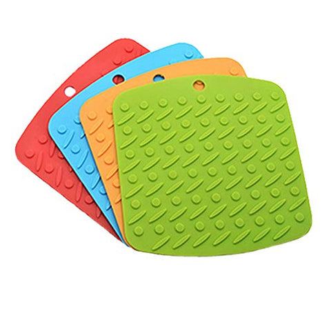 Hot Pads for Cooking, Silicone Trivet Mats Pot Holders Heat Resistant Mats for Table Set of 4pcs (6.7 x 6.9 Inch)