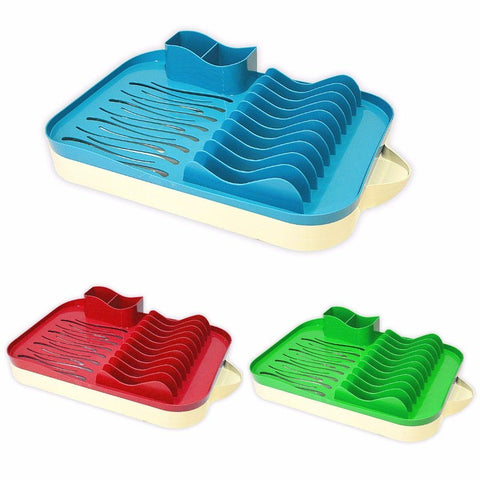 Compact Plastic Dish Drainer, With Drip Tray, Spoon Holder & Tipping Lid    9427