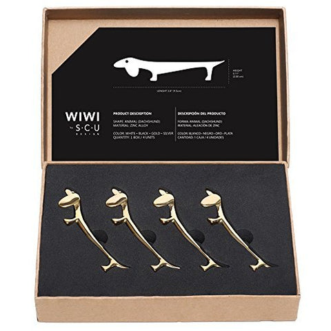 WIWI Silverware Rests & Chopstick Holders, Metal Dog Design for Knife, Fork & Spoon, Set of 4 (gold)