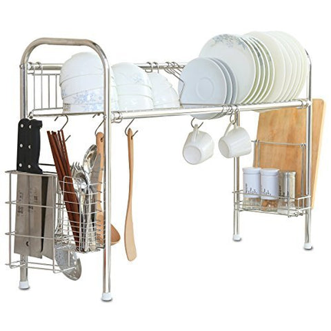 1208S Over the sink Stainless Steel Dish Drying Rack, Double Groove, Single-layer