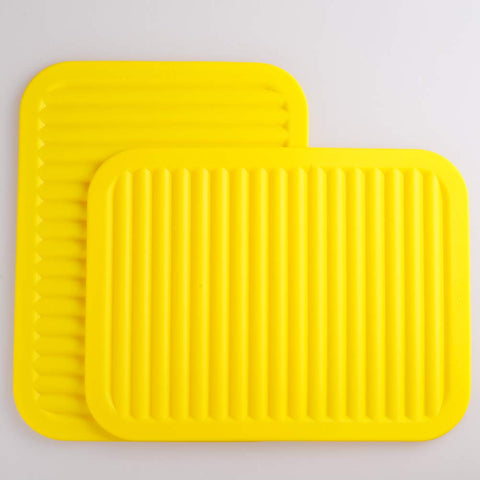 Lucky Plus Silicone Trivet Mat for Hot Pans and PotsS Hot Pads Counter Mat Heat Resistant Table Dish Drying Mat or Placemats 2 Pack,Size:9x12 Inch, Color: Yellow,Shape:Rectangular