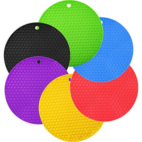 Boao 6 Pieces Silicone Trivets Mat, Hot Pad Mat, Pot Holder, Spoon Rests and Jar Gripper Pads (Color A, Style A)