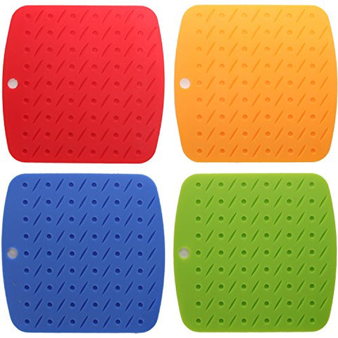 ARAD Colorful Silicone Heat Resistant Pot Holders, Trivet Surface Protection mats, Set of 4