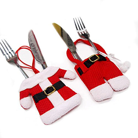 Canghai Set of 3(6 pcs) Christmas Stockings Silverware Holders Knifes Forks Bags Cutlery Pockets Table Decorations H02