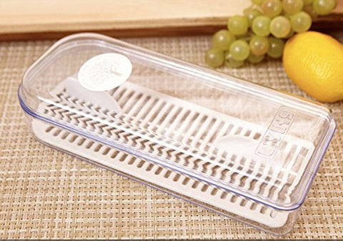 Living Chef Clear Acrylic Chopstick Spoon Organizer Case with Detachable Divider - 3.5" X 9.8" X 2.1"
