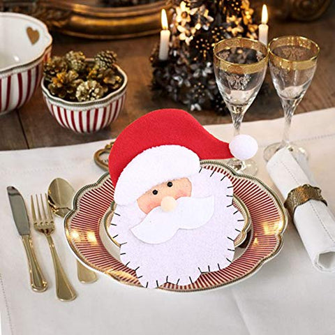 Narutosak Lovely Santa Claus Tableware Holder Silverware Pocket Cutlery Bag Christmas