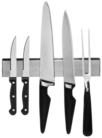 Stainless Steel Magnetic Knife Strip: Strong 10 Inch Kitchen Knives Holder & Garage Organizer Bar Mount Magnet - Powerful Flush Mounted Space Saver & Holder For Hand Tools Scissors Cutlery & Utensils