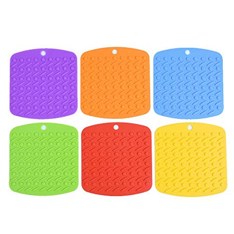 Silicone Trivets Set of 6, Lightweight Hot Plates Holder for Table, Metal Pot Dish Coaster 6.7x6.9inch