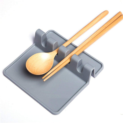 Kitchen Silicone Utensil Rest,Ladle Spoon holder Heat Resistant Ladle Fork Mat&#xFF0C;Grey