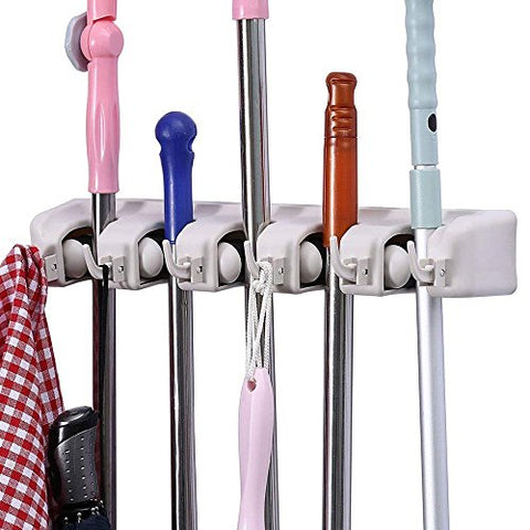 Mop and Broom Holder, Multipurpose Wall Mounted Organizer Storage Hooks by WeLax
