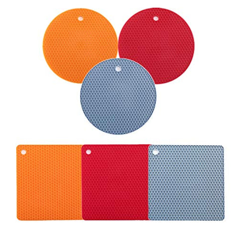 Silicone Pot Holders?Non-slip Hot Pads?Multi-Purpose Silicone Trivet Mat? Hot Pads Spoon Rest ? Jar Opener & Coasters- Heat Resistant Antislip Place Mat by Dorihom?Set of 6?